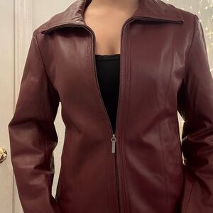 Kenneth Cole Burhundy Leather Jacket